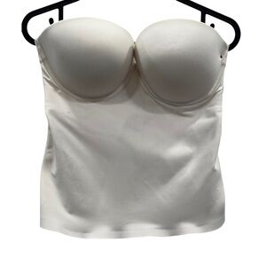 FELINA LINGERIE Bustier Strapless Bra Women Size 38D White Longlined Padded